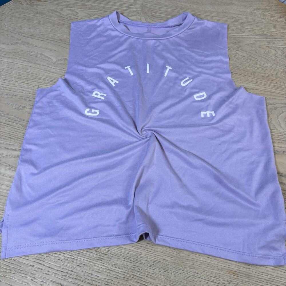 Women's Lovers of hyoumanity Workout Muscle Shirt Size XS Purple Periwinkle Run